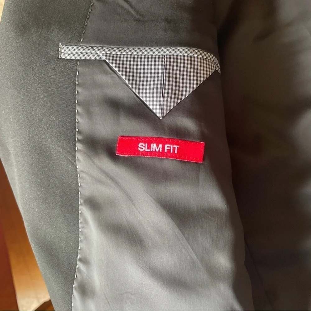 Chaps, Black,Slim Fit Blazer, 42R
